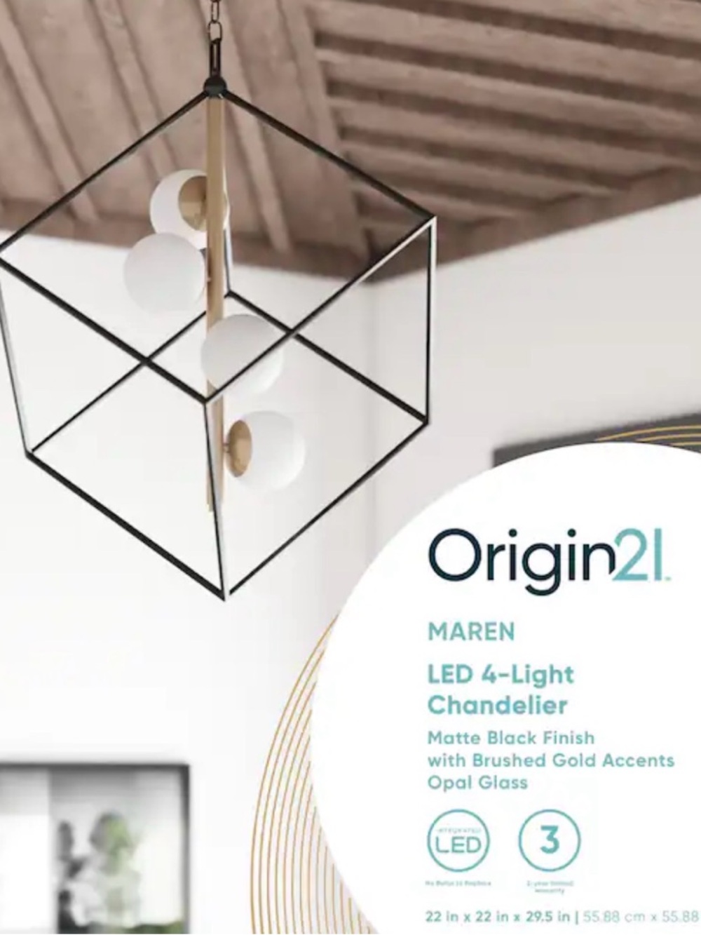 (NEW) Modern Black and Gold Geometric Pendant Light - Brand